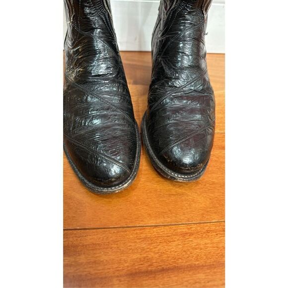 Tony Lama 13in Mens Midnight Black McCandles FQ Ostrich Cowboy Boots 9.5 - Picture 11 of 12